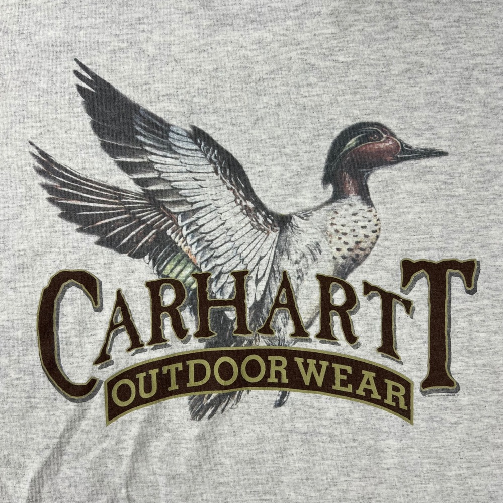 Vintage 1997 Carhartt Outdoor Wear Duck T-Shirt Mens XL Grey Single Stitch
